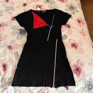 Love Moschino Black Dress with Red and Silver Zipper Accents